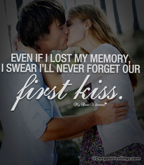 An amazing kiss card with a beautiful message about first kiss