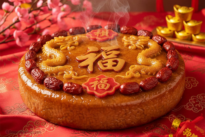 Traditional Chinese New Year Niangao sticky rice cake representing prosperity